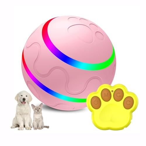 Lancoon Intelligentes Interaktives Hundekugelspielzeug mit Fernbedienung 8CM/3,15 Zoll Beweglicher Haustierball Rotierende LED Lichter Wasserdicht Haltbar für Kleine Mittlere Große Hunde Katzen