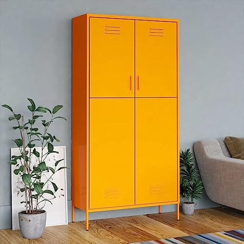 Emmtore Kleiderschrank 90x50x180 cm Stahl,Senfgelb
