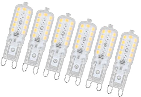Wakects G9 LED -glödlampa, Dimbar 5W, 360 Graders Värmespridning, 6 Pack, överlägset ögonskydd, Mångsidig Belysningslösning (Vit belysning)