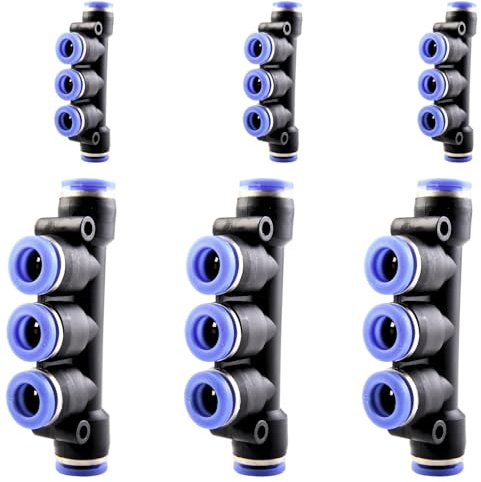 ANGEEK 6 piezas 8 mm AD 5 vías racor rápido distribuidor de plástico con conectores enchufables tubo de aire racores PK-8