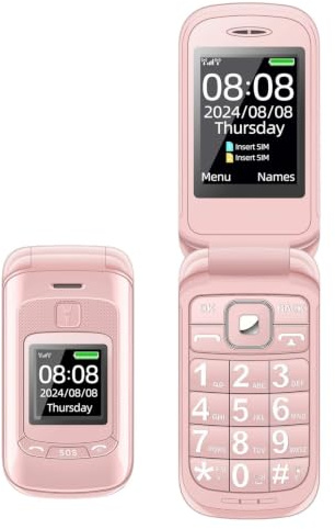 CHEOTIME 2G Flip Phone, Dual SIM Klapphandy mit SOS Tasten Für Senioren | Große Tasten Für Senioren, SOS-Notruftaste, 2.8 Zoll Hauptdisplay, Externes 1.77 Zoll Display, Dual SIM, 2800mAh Akku