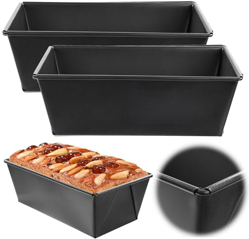KADAX 2 x bakformar med non-stick-beläggning, rektangulär kakform av stål, för kakor, rostbröd, ostkaka, brownie, lådform, värmefördelning, lättskött (21 x 11,5 x 7 cm)