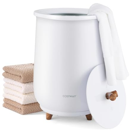 COSTWAY Towel Warmer Bucket, 20L Large Luxury Electric Towel Heater with 3-Level Heating, Timers and Auto Shut Off, Bathroom Spa Hot Bath Towels Bucket for Bathrobes Blankets Pyjamas (White)
