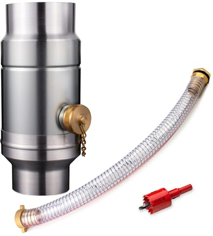 IGarden Raccoglitori per acqua piovana da 80 mm con tubo da 45 cm e attacco per il tubo di scarico, lamiera d'acciaio zincata + raccolta pioggia in alluminio, struttura a doppia parete, tubi di