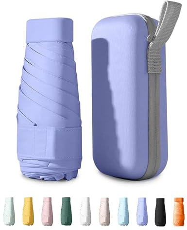 Yanrunce Mini-Regenschirm, Mit Aufbewahrungsbo UV-Schutz Sonnenschirm Mini 6 Knochenschirm, Regenschirm Sturmfest für Erwachsene Kinder, Ultra-Portable Design for On-the-Go (Lila)
