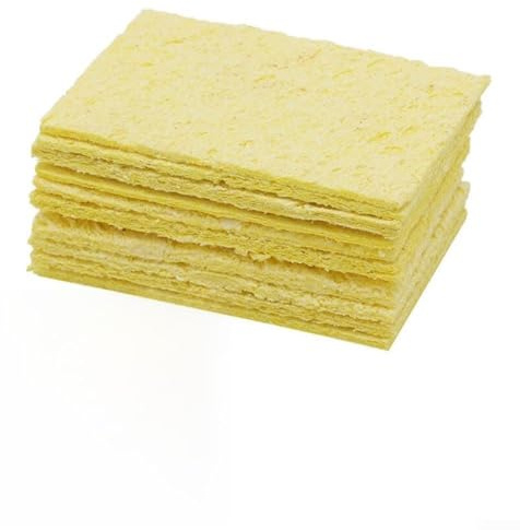 Eawfgtuw For 100pcs Soldering Iron Cleaning Sponge Pads for Welding Tools, Yellow Sponge Tip Cleaner for Solder Iron Maintenance and PCB Component