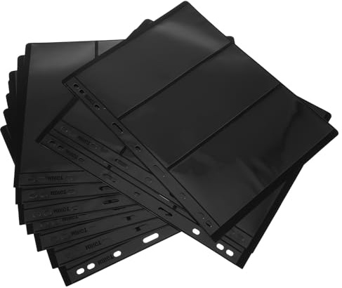 Veemoon Álbum de Coleccionista de Sellos 10 Hojas Negras Doble Cara, Páginas Sueltas de 3 Columnas para Almacenamiento y Organización de Sellos Postales, Protector y Funda para