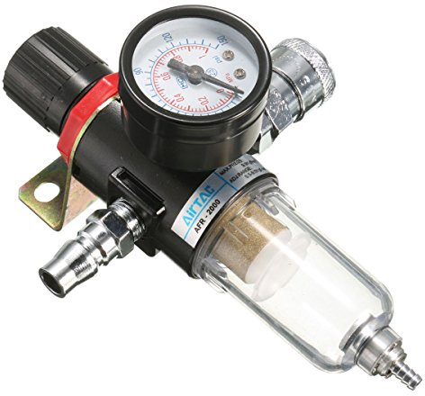 MASUNN AFR-2000 1/4 Air Compressor Filter Water Separator Trap Tools Kit With Regulator Gauge