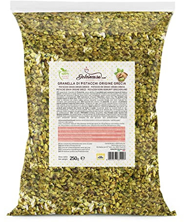 Dolcincasa.com Pistachos Granulados Origen Grecia Ideal Pastelería Sin Gluten Apto para uso Doméstico y Profesional 250gr