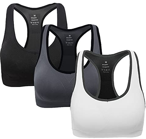 ANGOOL Sport BH Damen Racerback Push Up Sport Bustier Damen Gepolstert | Starker Halt Nahtlose Joggen Yoga Fitness Bra