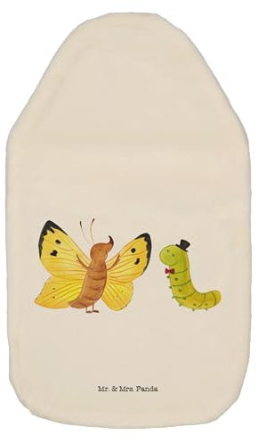 Mr. & Mrs. Panda Wärmflasche Raupe Schmetterling - Geschenk, Gute Laune, Wärmekissen, Entwicklung, Kokon, lustige Sprüche, Wärmflaschenbezug, Tiere,