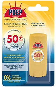 PREP, SPF50+, Sonnenschutz für Augen, Lippen und empfindliche Bereiche, UVA/UVB-Schutz, ohne Parabene, Format 8 ml - 6 Packungen
