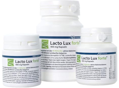 Lacto Lux Forte Lactobacillus bulgaricus Kulturen 20 Kapseln, Darmsanierung mit Milchsäurebakterien, 40 Mrd. KBE je Tagesdosis, Erhalt der Immunabwehr