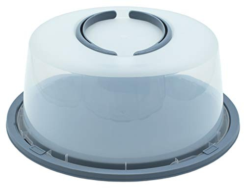 Möbelbörse Tortenhaube Kuchenbox Kuchenhaube Tortenbutler Kuchen Behälter Tortenglocke Rund Ø34cm (Blaugrau)