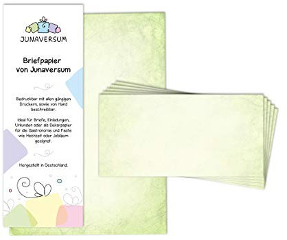 Briefpapier mit Umschlag Briefpapier-Set Vintage grün Motivpapier für Einladungen Hochzeit Urkunden (250 Blätter + 250 Umschläge)