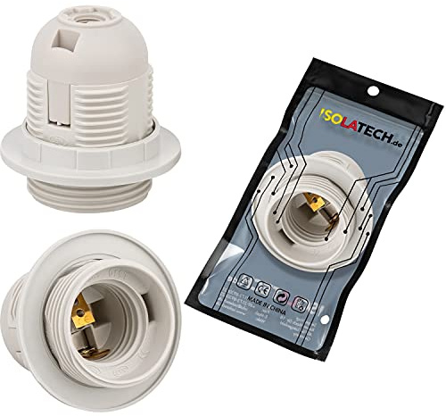 ISOLATECH 1x E27 Kunststoff Fassung mit 2 Schraubringen max. 250V/4A