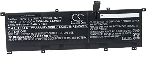 vhbw Batería Recargable Compatible con DELL Precision 5530 2-in-1 Notebook (6500 mAh, 11,4 V, polímero de Litio)