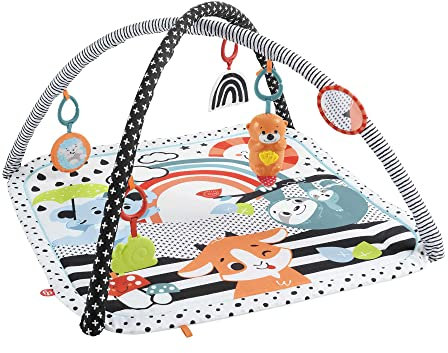 Fisher-Price 3-in-1 Music, Glow and Grow Gym, infant activity play mat for tummy time and take along