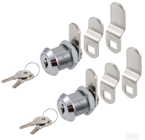 WOOCH Cabinet Cam Lock, 5/8 Inch Keyed Alike Cam Locks Secure File Drawer Door Mailbox Tool Box Dresser RV Cylinder Replacement Lock Hardware, Fits on 1/2 Max Panel Thickness (2 Pack) Chrome Finish