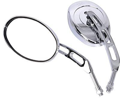 Minho 10MM Chrome Universal Rearview Convex Motorcycle Side Mirrors Fit Honda Kawasaki Suzuki Custom Street Sports Dirt Bike M10