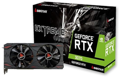 Biostar Scheda grafica NVIDIA GeForce RTX 3070|8 GB|GDDR6|256 bit|PCIE 4.0 16x|GPU 1500 MHz|Dual Slot Fansink|1xHDMI|3xDisplayPort|VN3706RM82
