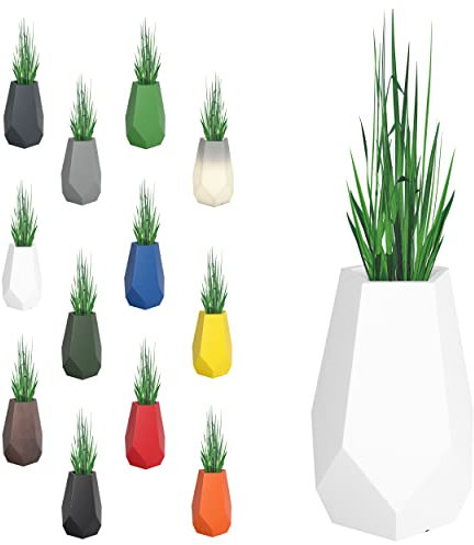 Monumo®️ Bari Blumentopf Groß XXL mit Innenkasten wetterfest, Blumenständer für Garten, Pflanzentopf für Balkon, moderner Blumenvase, Blumenkübel, viele Farben (46 cm x 46 cm x 71 cm, Weiß)