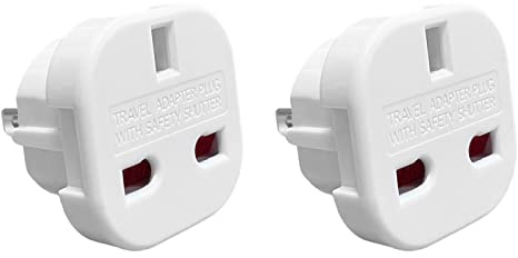 Jsdoin UK to US Plug Adaptor 3 pin to 2 Pin Flat Travel Adapter for USA, Canada, Mexico, Thailand, Refer to Description for country list US (2Pack）
