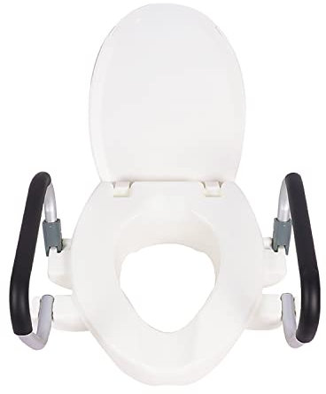Erhöhter Toilettensitz mit Armlehne und Deckel, 10 cm erhöhter erhöhter Toilettensitz mit Deckel, Standardsitz, Badezimmersicherheit, Behinderte und ältere Menschen.