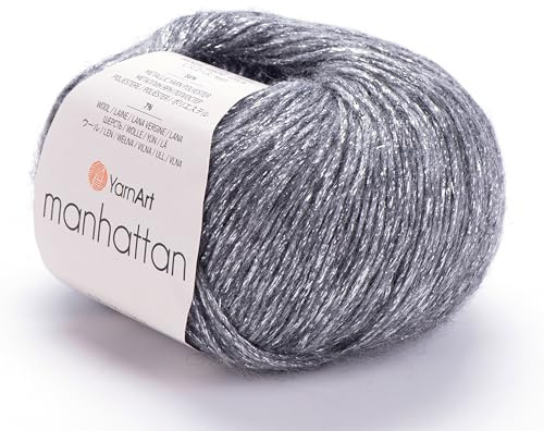 YARNART Manhattan - Ovillo de lana y acrílico para tejer con brillo metálico, 1.7 onzas, 218.72 yardas (903)