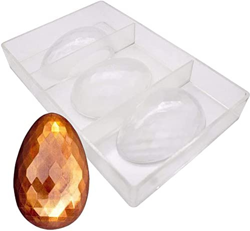 3 Mulden 3D Diamant Osterei Polycarbonat Schokoladenform, transparente Schokoladenform, PC klares Schokoladen-Backblech, handgefertigte Süßwarenhersteller, DIY Süßigkeiten Schokolade Gelee Backform