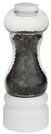 GMill by Grunwerg PET Salt or Pepper Mill with Adjustable Ceramic Grinder, Easy Fill, 16cm, SP-110WT, White