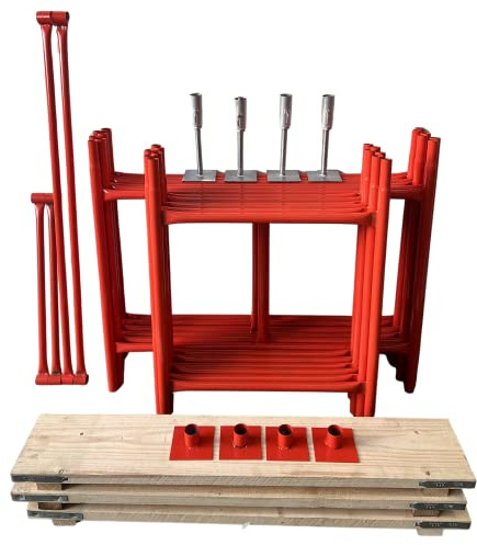 HILL TOP FABRICATIONS CO (1998) LTD - Scaffolding Tower with Boards & Adjustable Bases 5.97 Meters (19'6) Working Height 4x2'6 Base Size. Steel & Polyester Powder Coated (PPC) Durable Finish.