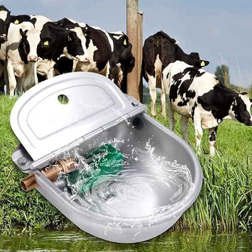 MOGOULUA Bebedero Automático de Gran Capacidad Con Válvula de Flotador de Cobre - Acero Inoxidable Para Ganado, Ovejas, Perros y Caballos
