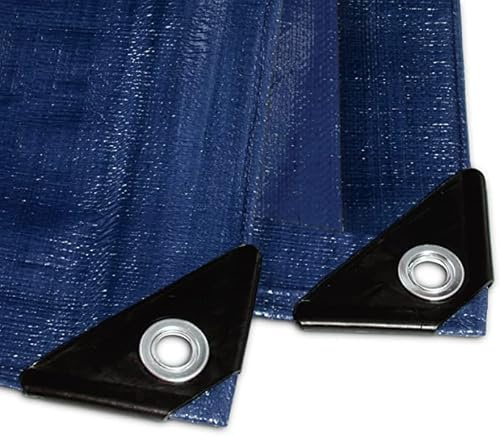 etm Telone in Tessuto 4 x 6 m, 240 g/m², Blu, per Esterni, Giardino, rimorchi, ECC. - Telone Protettivo con Occhielli, Resistente alle intemperie, ai Raggi UV e Impermeabile
