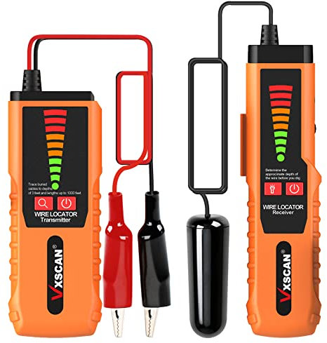 VXSCAN Localisateur de fils de câbles souterrains, F04 Wire Tracer Testeur de câbles avec écouteurs, localisateurs de câbles souterrains pour clôture de chien câble d'irrigation contrôle des fils
