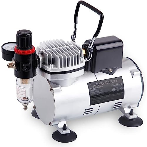Dremdo Compresor De Cepillo De Aire De Pistón, Mini Compresor De Aire De Pulverización Silenciosa Sin Aceite, Para Aficiones, Decoración De Alimentos, Tatuajes, Gráficos, Etc.,Plata