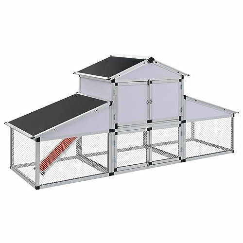 BaraSh Hühnerstall mit Freilaufgehege und Nistkasten Aluminium HüHnerhaus Mobiler HüHnerstall