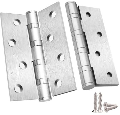 Anstore 2 Stück Scharniere Klappbar, 100×76×3mm Silberne Scharniere Schwerlast mit 24 Stück Schrauben, Kugellager Türscharniere für Türen, Fenster und Schränke