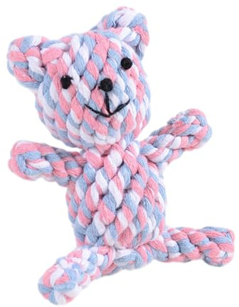 MEMOFYND 1 Stück handgestrickter Bär, Beißspielzeug für Welpen, EIN guter Helfer, um die langweilige Zeit Ihres Hundes zu vertreiben, geknotetes Spielzeug, geeignet für kleine Hunde