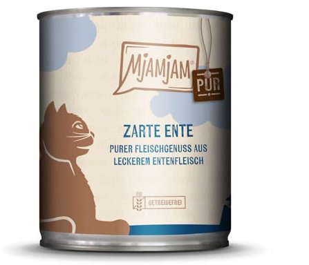MjAMjAM - Premium Katzenfeuchtfutter - Pure Fleisch Genuss - Zarte Ente pur, 1 Packung (1 x 800g), Getreidefrei mit zusätzlichem Fleisch