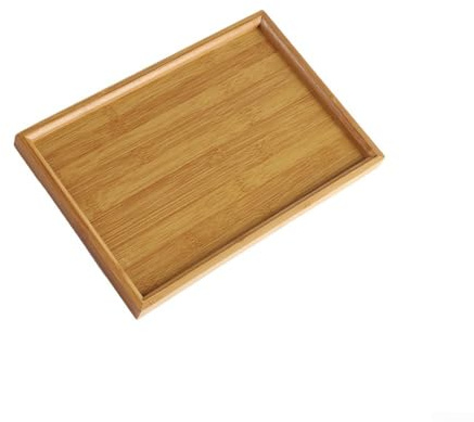 Plateau rectangulaire en bois massif pour service de nourriture, fruits, thé, thé, table de service pour fête, bar à thé (44 x 32 cm)