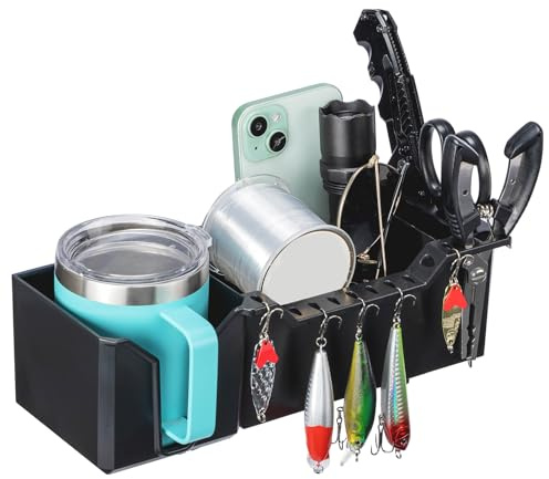 KEMIMOTO Boat Cup Holder, Boat Caddy Organizer Marine Cup Holders for Boats Universal Boat Storage Organizer Fit for Bass Boat Kayak Pontoon Jon Boat
