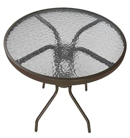 LC Garden »Garvista« Gartentisch Ø60cm rund Metall/Glas klassischer Balkontisch mit pulverbeschichtetem Metallgestell, Bistrotisch mit Glasplatte in Riffeloptik, Gastrotisch mit Hartglasplatte