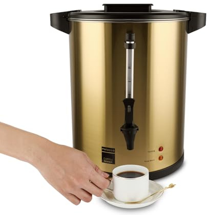 Perossia 6L Coffee Urn, Hot Beverage Dispenser, Hot Water Urn, Commercial Grade Double Wall Stainless Steel, Electric Coffee Percolator, Large Coffee Maker for Party, Home, Catering, 38-Cup,Gold Color