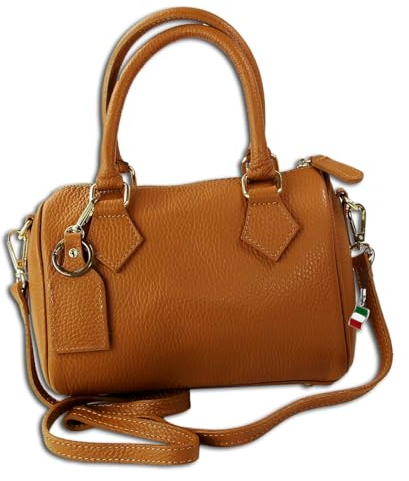 Florence Umhängetasche Damen Handtasche Bowlingtasche Echtleder tan OTM807C Leder Umhängetasche
