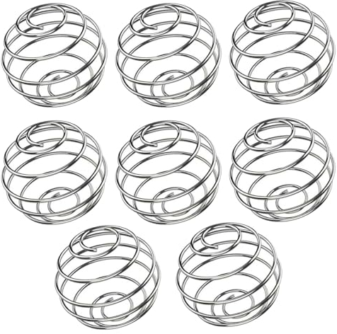 8 Stück Shaker Ball, Protein Shaker Kugel, Shaker mit Kugel, Edelstahl Protein Shaker, Frühling Kugeltyp Blender, Metall Flaschenmischer Mixing Ball für Protein Blended Getränke (Silber)(4.8 * 4.2cm)