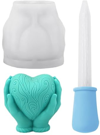 1 Molde En Forma De Corazón, 1 Cuentagotas, Molde De Silicona 3D, Molde De Vela De Amor, Molde Para Hacer Manualidades