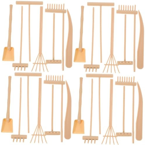 SEWOART 4 Sets Mini Zen Garden Tools Yellow Garden Rake Set Zen Meditation Rake for Tea House