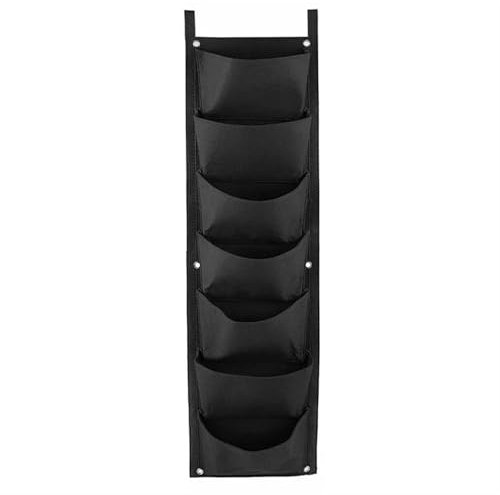 BUUNHI Gartenabfallsack 6/7 Taschen, vertikal wachsende Pflanztasche, Filz, Wandbehang, Blumen- und Gemüseanbaubehälter, Gartenpflanzer gartenwerkzeug(7 Pocket Black)