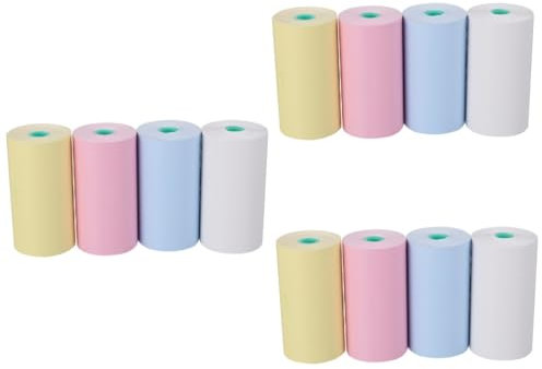 OFFSCH 12 Stück Thermopapier Druckpapier Farbkopierpapier Thermoaufkleberpapier Farbiges Kopierpapier Tasche Thermodruckerpapier Druckpapier Farbdruckerpapier Quittungspapier